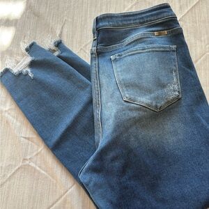 KanCan Frayed Hem Blue Ankle Jeans